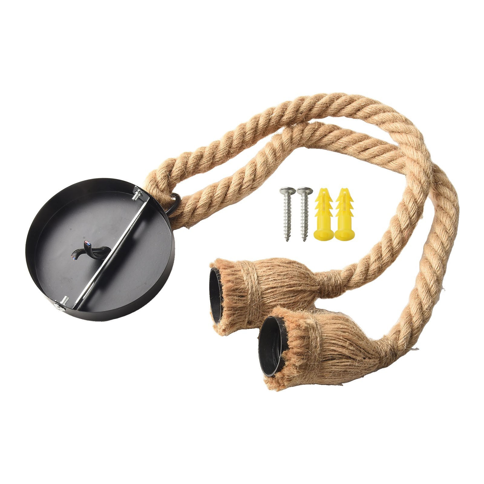 Earth Yellow Industrial Chandelier Retro Hemp Rope Ceiling Lamp 1m Length