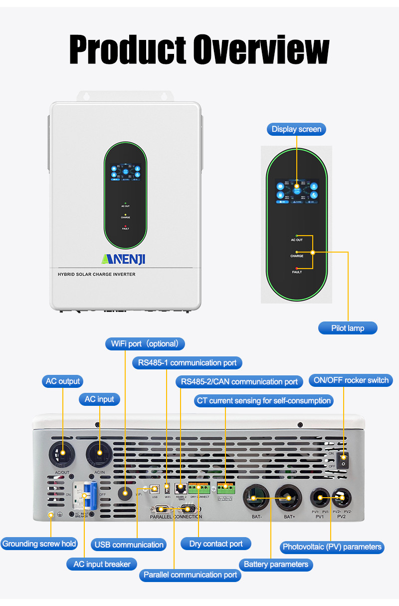 16kWh 48V 314AH LiFePO4 Battery + 12000kw 48V Solar Hybrid Inverter 120V/240V