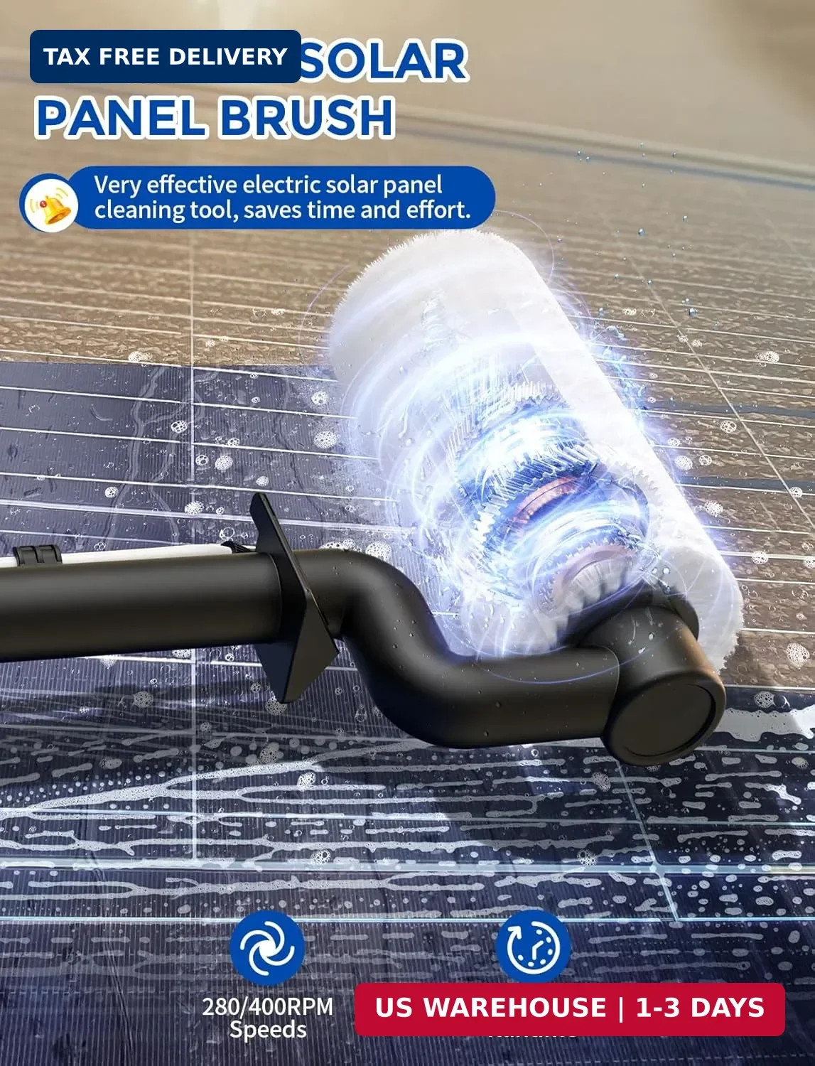 Electric Solar Panel Cleaning Kit, 20FT Solar Panel Cleaning Brush and Pole with