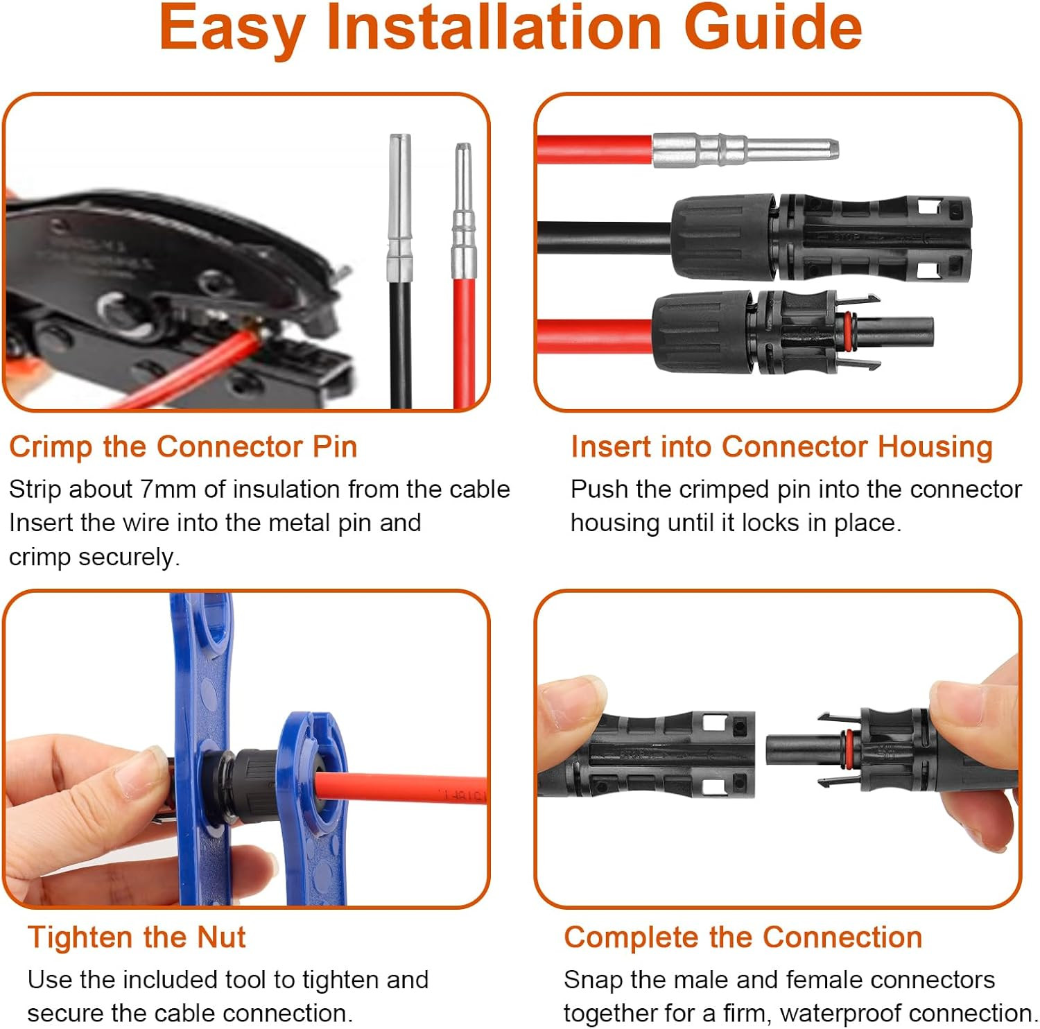 Solar Extension Cable 8AWG, 30FT Red & Black Solar Panel Wire