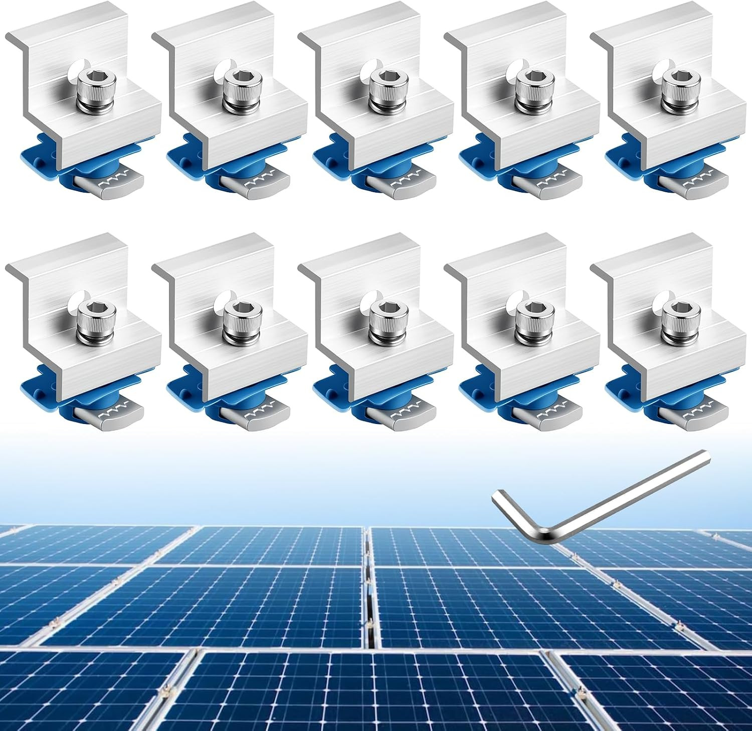10Pcs Solar Panel End Clamp for Standard Unistrut, Aluminum 30Mm/35Mm Solar Pane