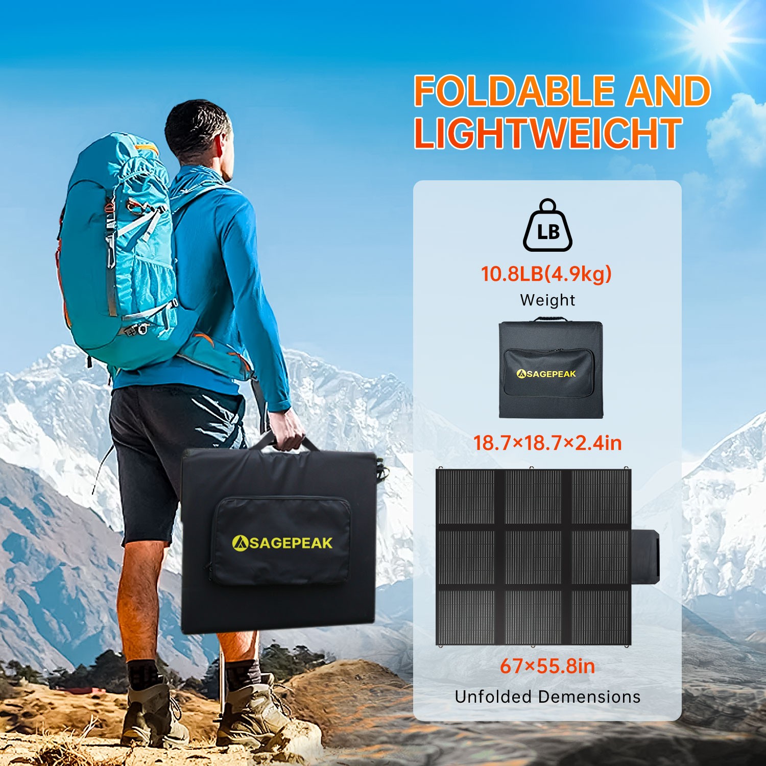 300W Foldable Portable Solar Panel kit for Power Station Charging Camping Mono