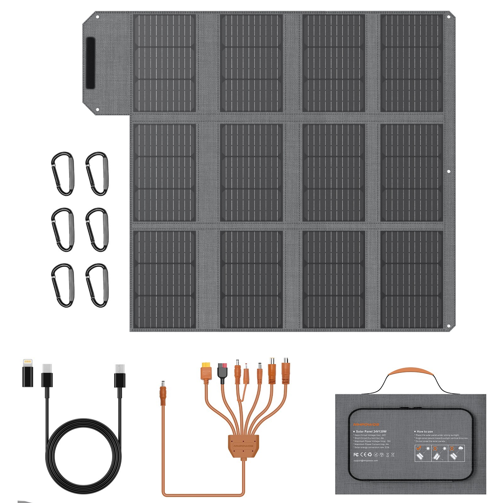 120W Solar Panel Charger Kit For Anker SOLIX C200 C300 Anker 521 Power Station