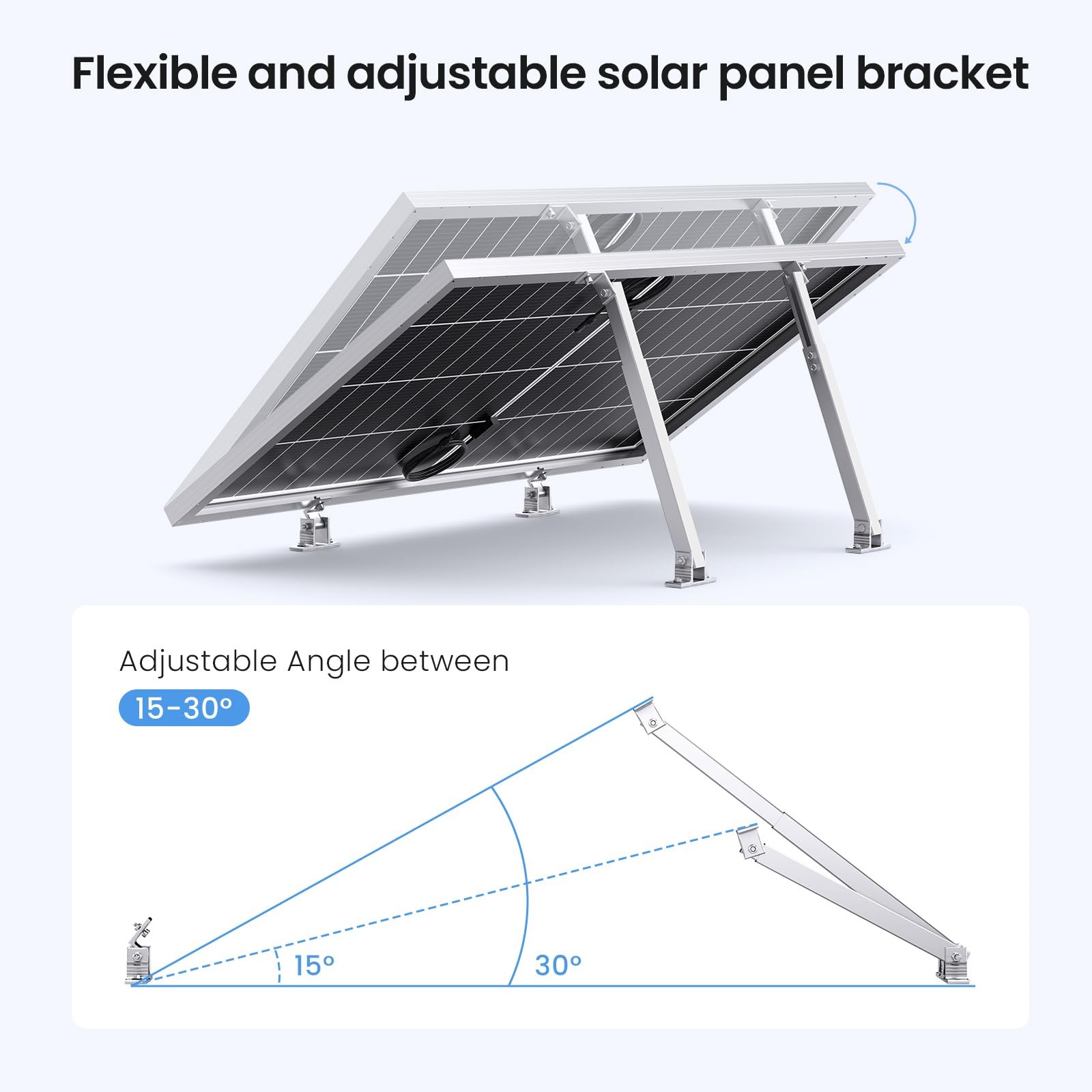 Adjustable Solar Panel Tilt Mount Brackets, Aluminum 1-Set