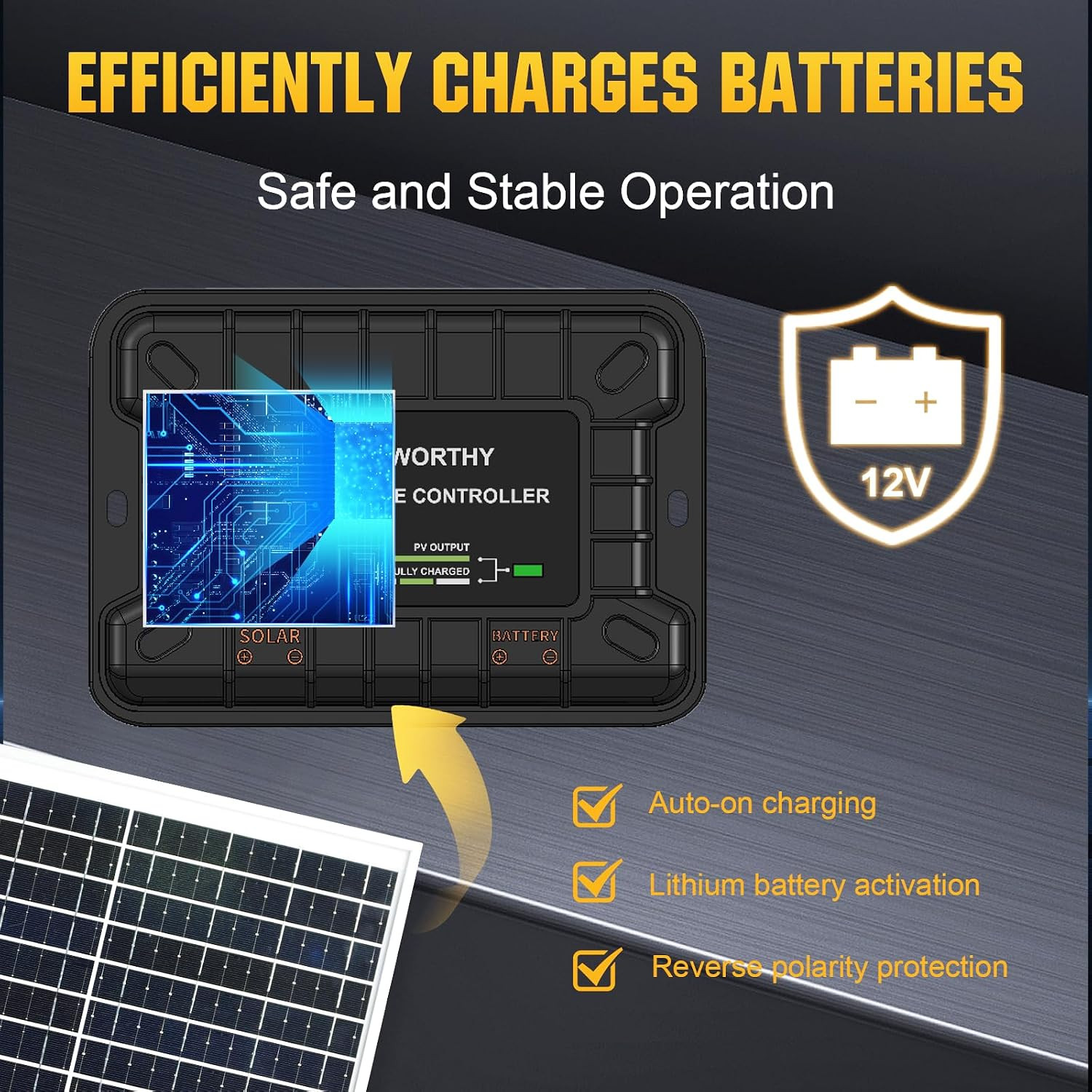 Solar Panel Kit 25W 12V Solar Battery Charger Trickle Maintainer, 25W Solar Pane