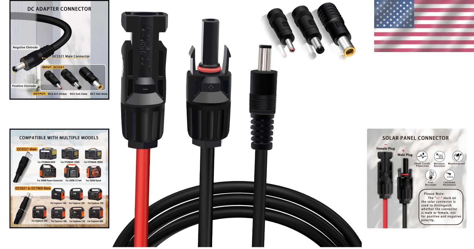 1.5M Heavy-Duty Solar Adapter Compatible with Jackery & More – Essential Power