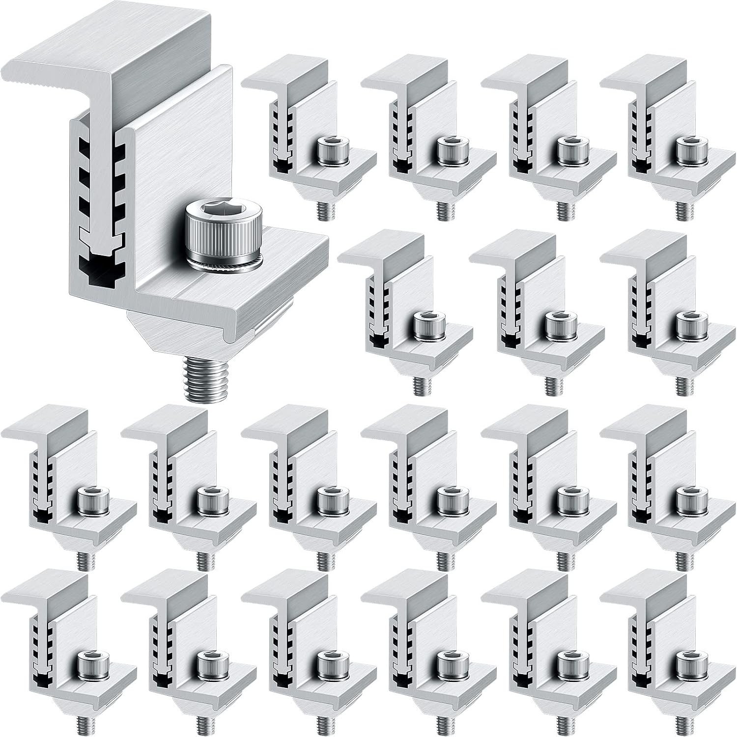 Aluminum End Clamps for Panel Installation – 20 Pack