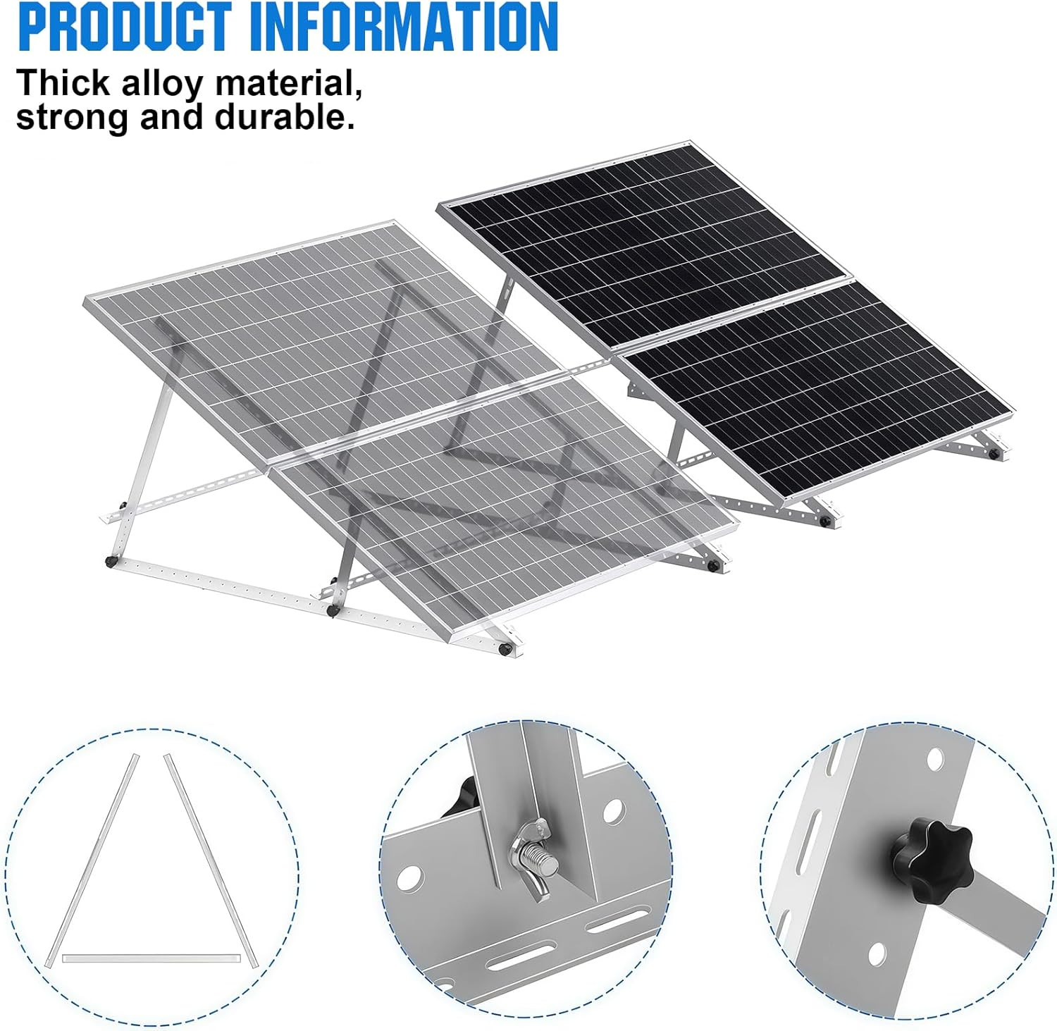 Solar Panel Mounting Brackets, 2 Sets 46 Inch with Beam Reinforcement Support an