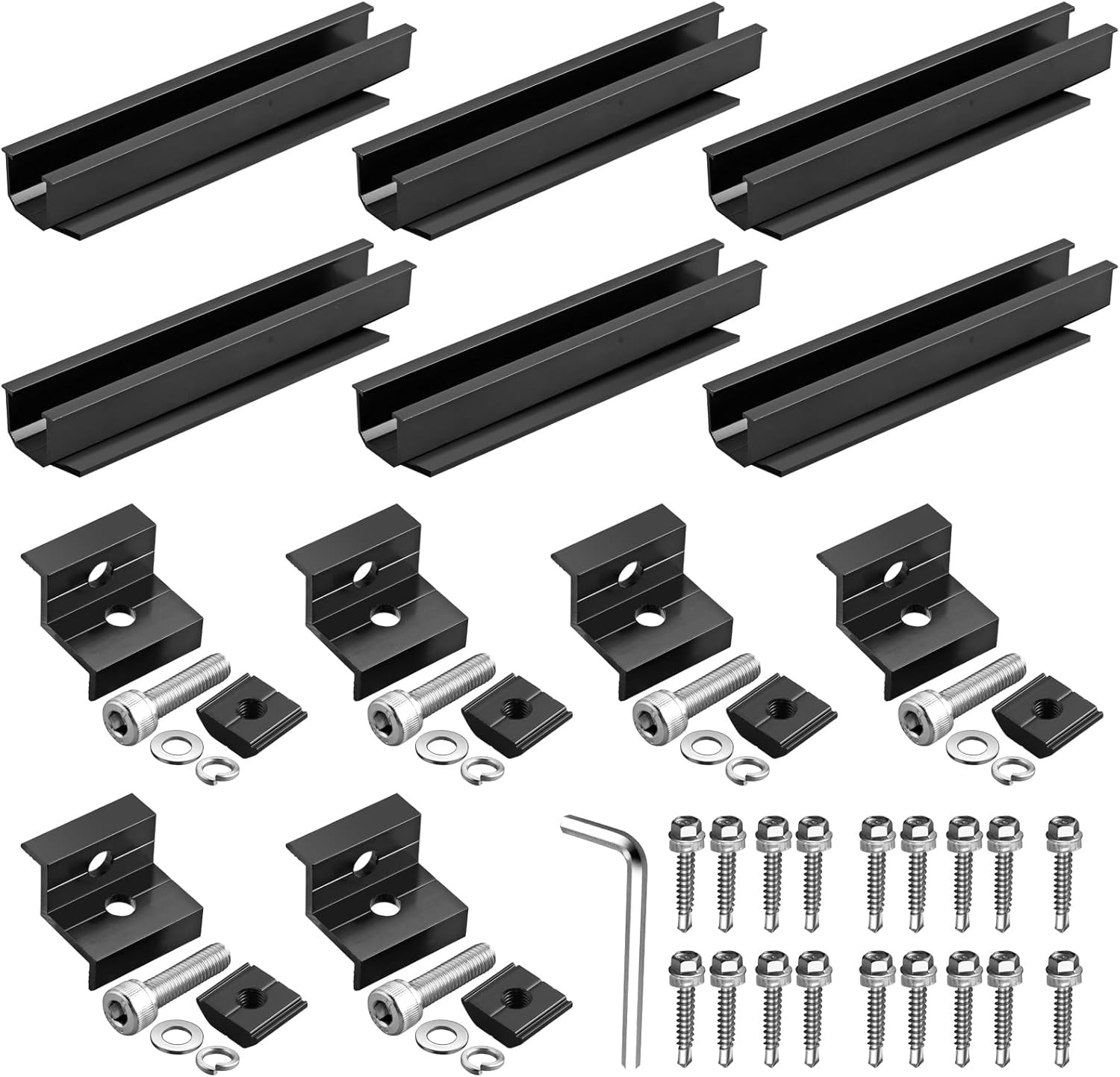 Solar Panel Bracket Kit, 6 Pcs 7.87 in Aluminium Solar Panel Mounting Rail 30Mm/