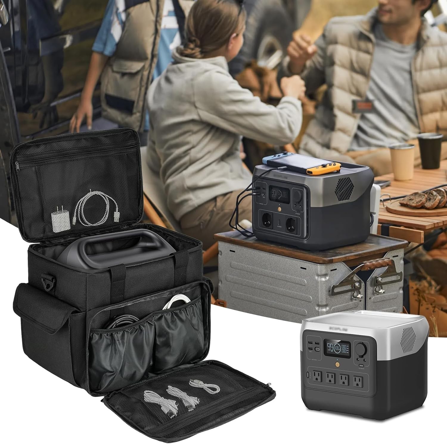 Compact Carrying Bag for Power Stations with Non-Slip Base and Strong Protection