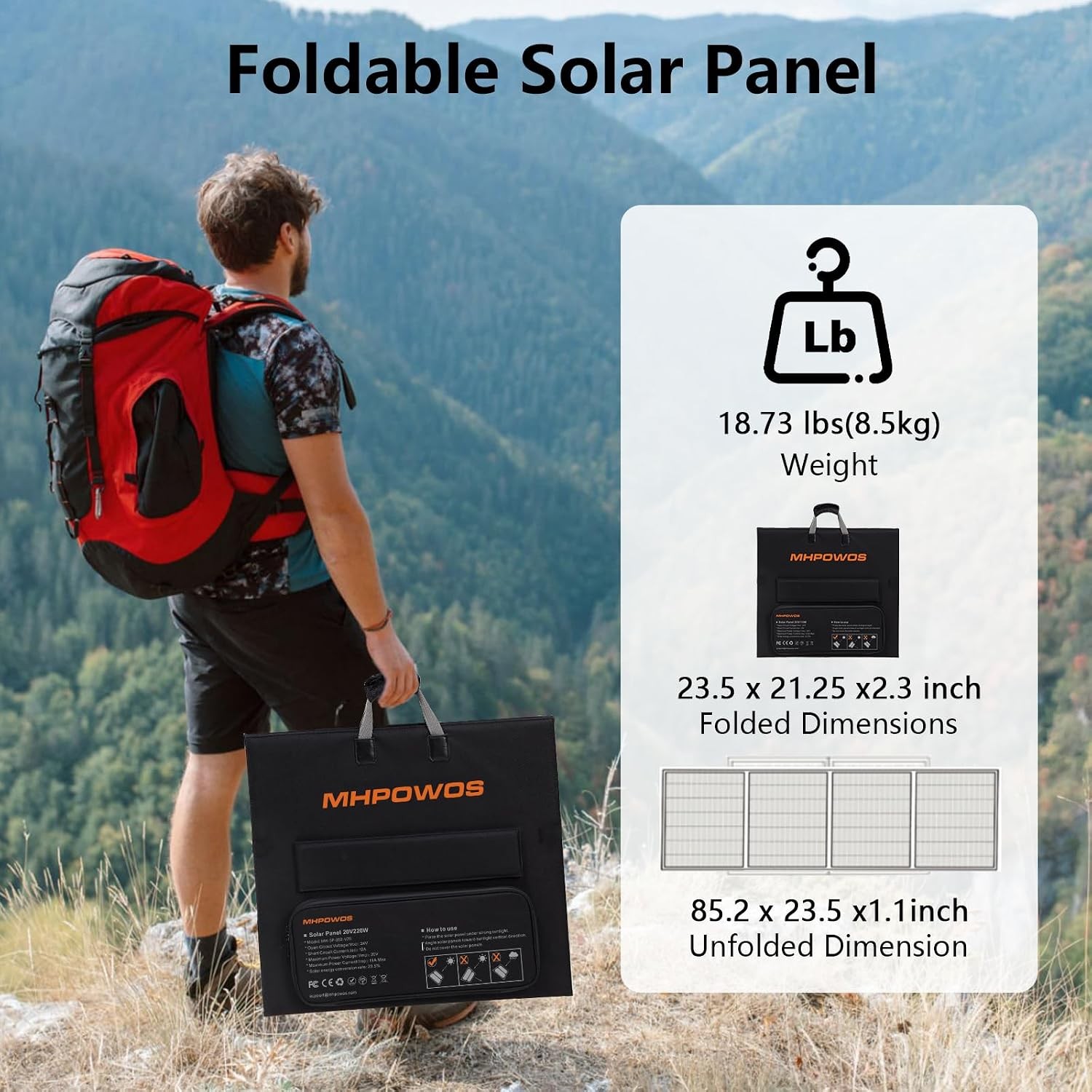 Foldable Solar Panel 220W 40V IP67 for Power Station
