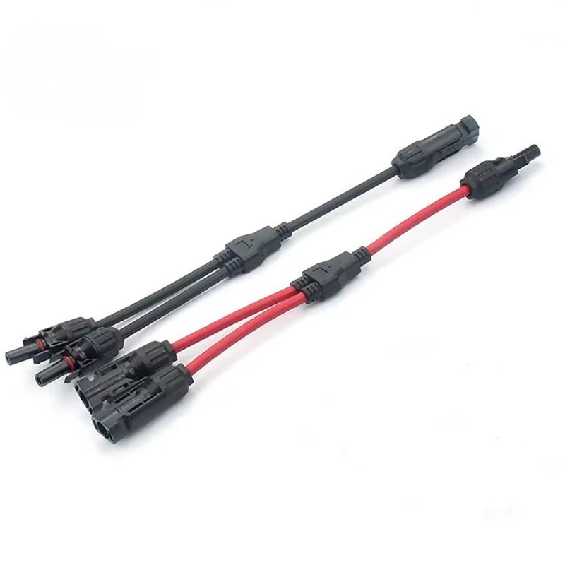 Solar Y Branch Connector Cable Pair Parallel Adapter M/F MC4 Red Black