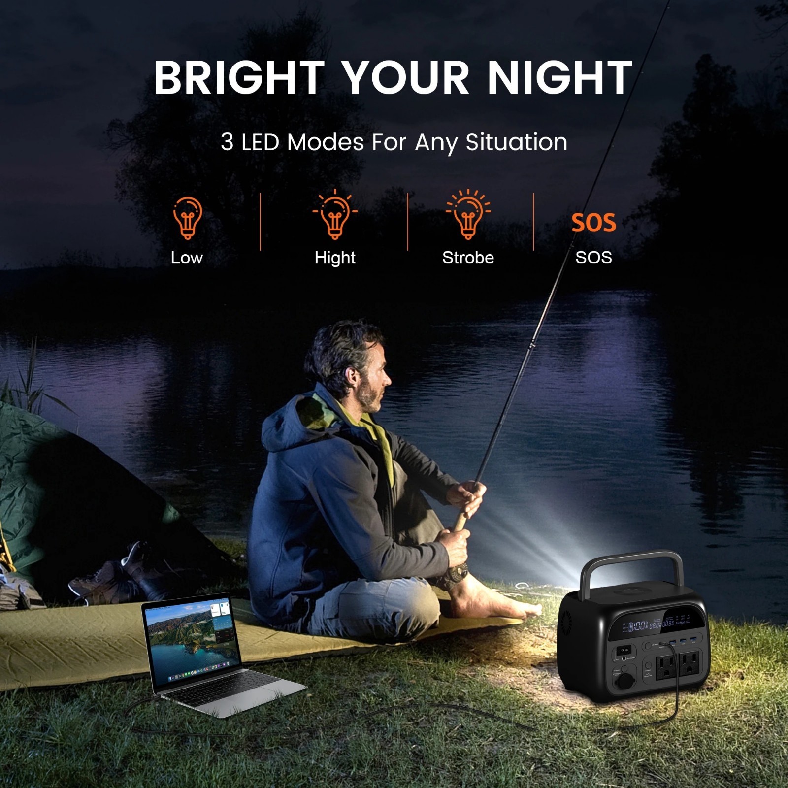 500W Portable Power Station – Solar Generator with LiFePO4 for Camping & Backup