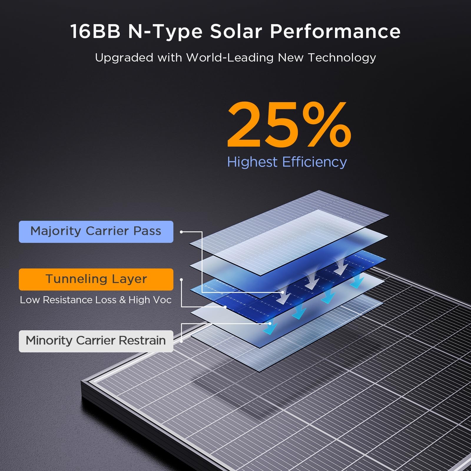 Callsun NType 16BB 200W Bifacial Solar Panel, 200 Watt Solar Panel for 12V Ba…
