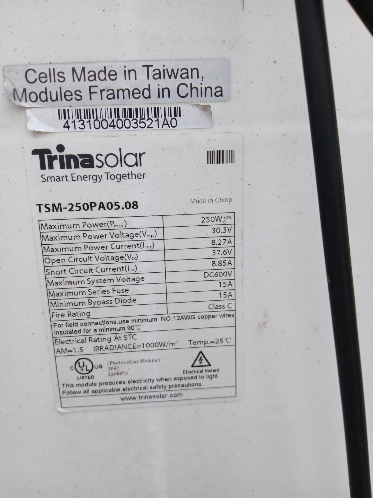 Trina 250W Used Solar Panel | Local Pickup | Bridgeton NJ 08302