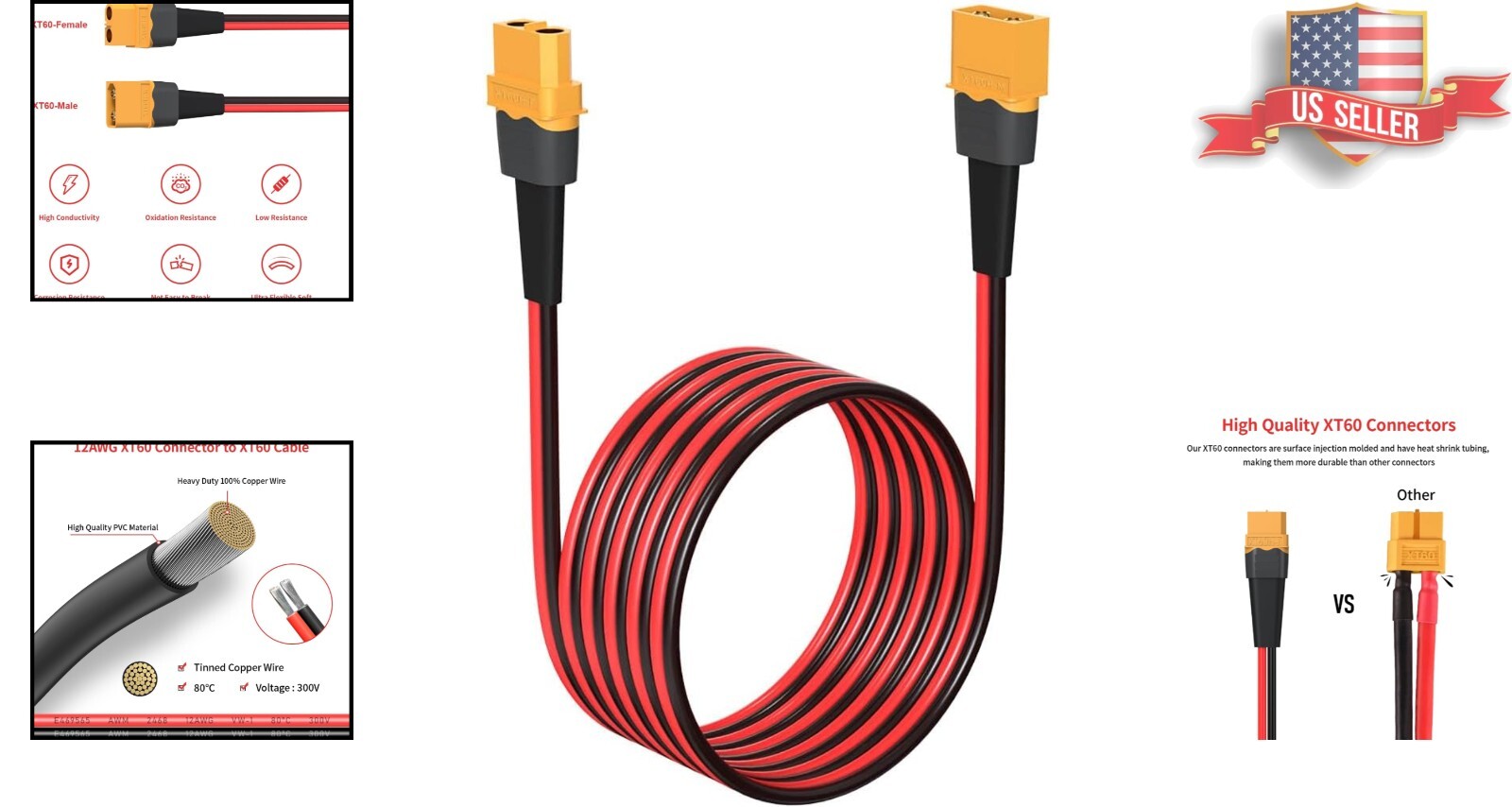 XT60 Extension Cable 35FT – Ideal Solution for Remote Control & Portable Power
