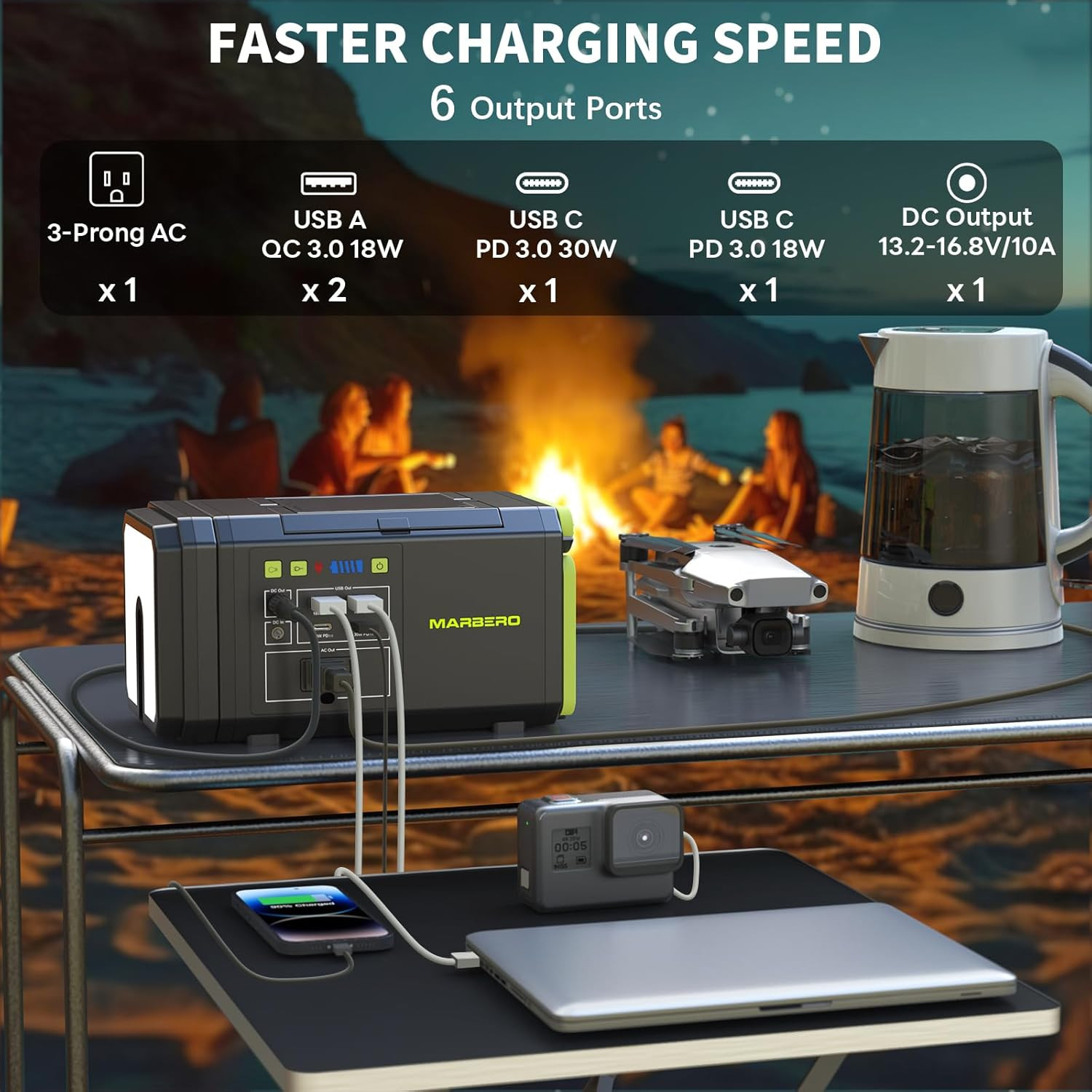 118Wh Portable Power Station with Telescopic Camping Lights for Camping Hiking 3