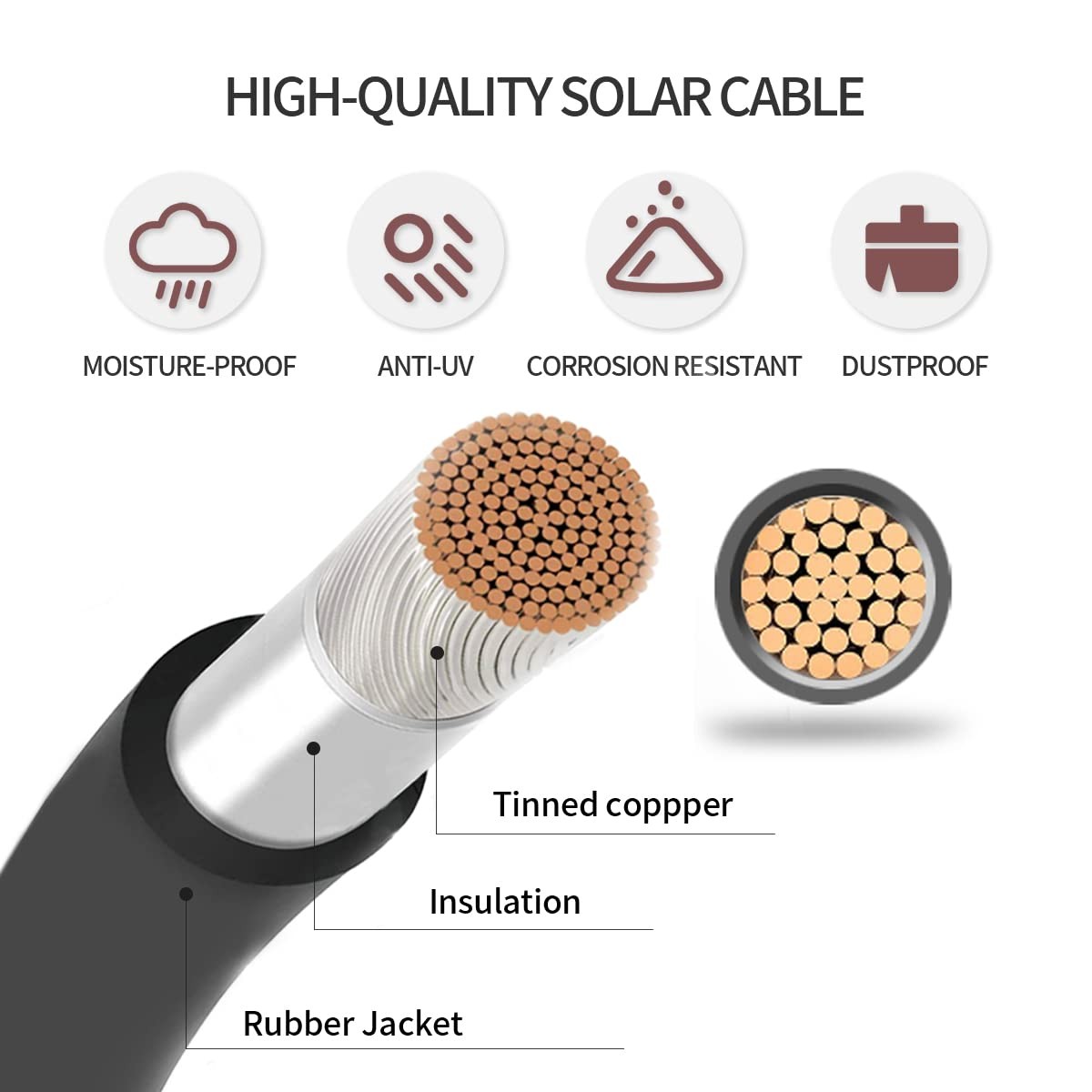 Solar Panel Extension Cable-TUV Listed 1Pair 10AWG 30FT Black and Red with Ma…