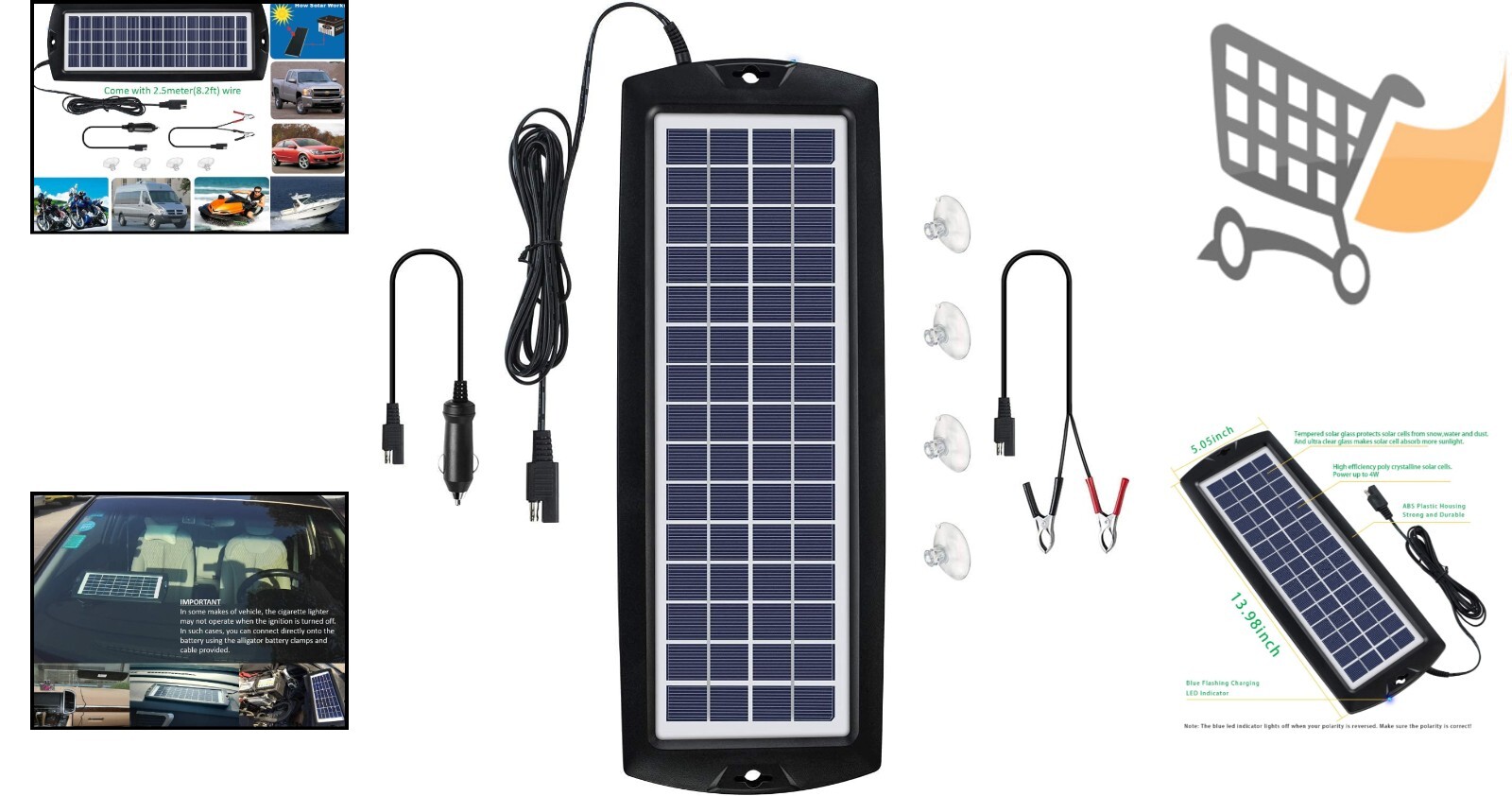 Car Battery Trickle Charger Solar Panel Power Kit 12V Maintainer for Vehicle