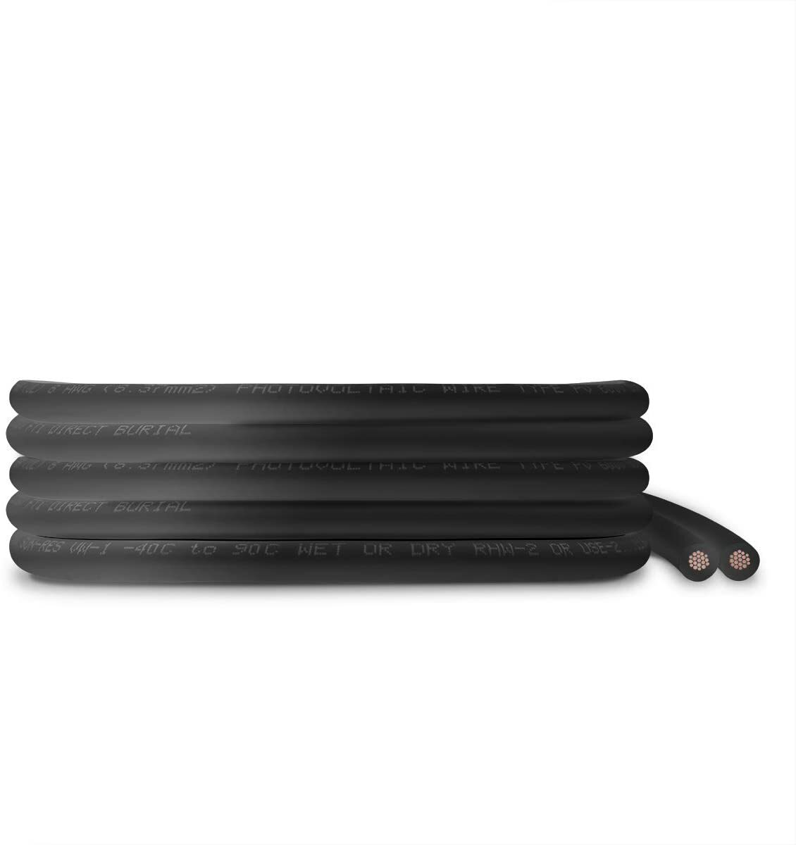 8 AWG Solar Panel Wire 40′ Power Cable UL 4703 Copper MADE IN USA PV Gauge Black