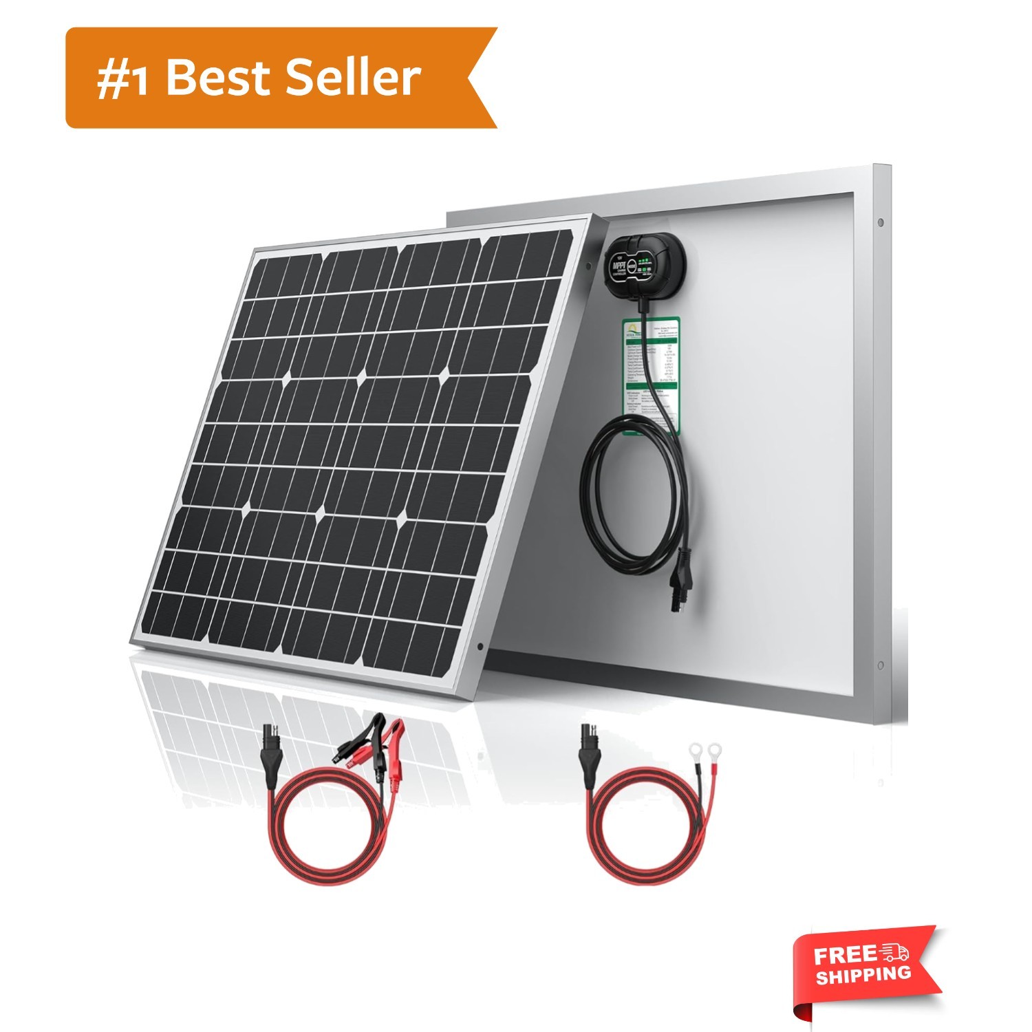 12V 50W Solar Panel Battery Charger Ultra, Built-in UltraSmart MPPT Charge Co…
