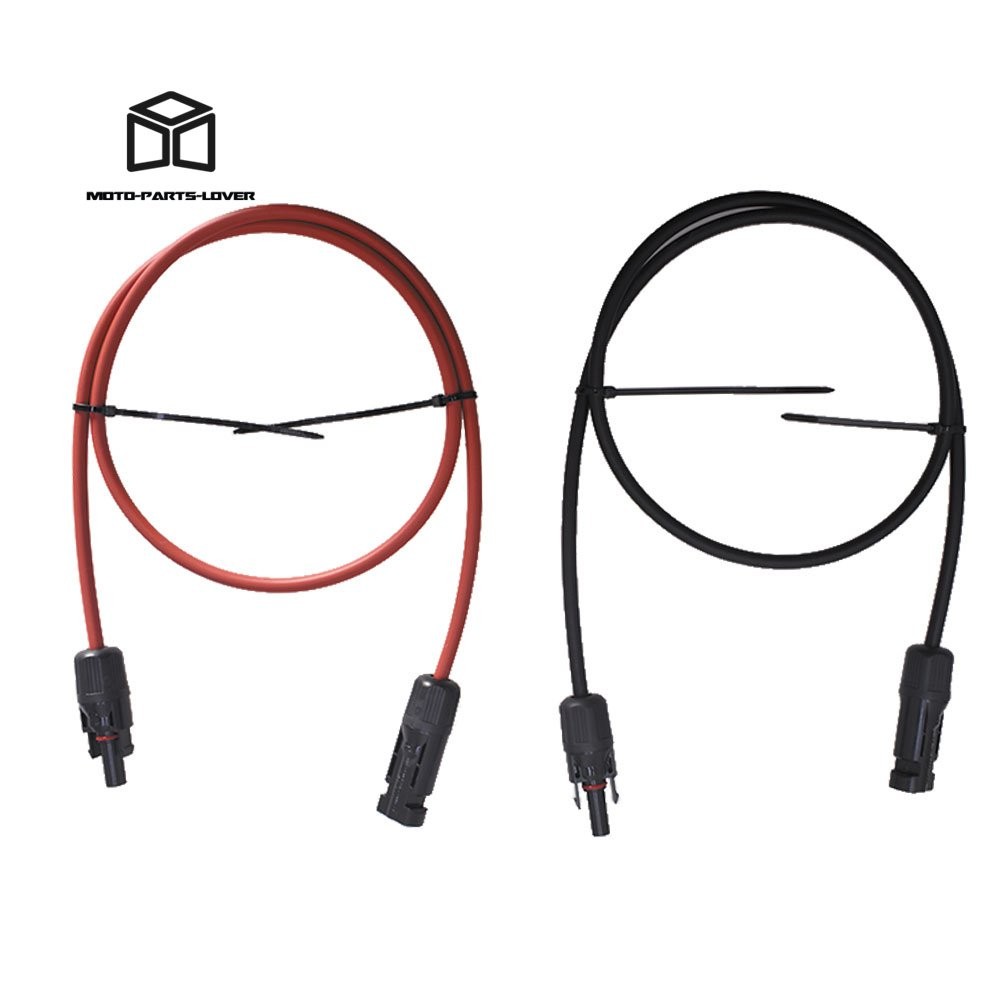 1 Pair 10 AWG Solar Panel Extension Cable Wire Connector 3 Feet Black + Red