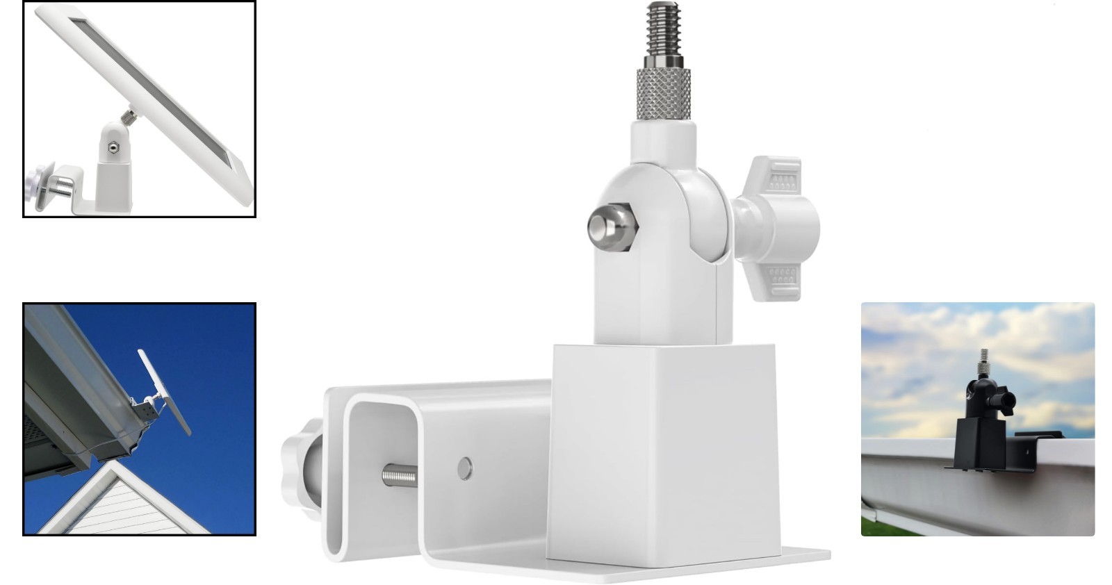 Durable White Solar Panel Gutter Mount: Easy Install for 1/4″-20 Solar Panels