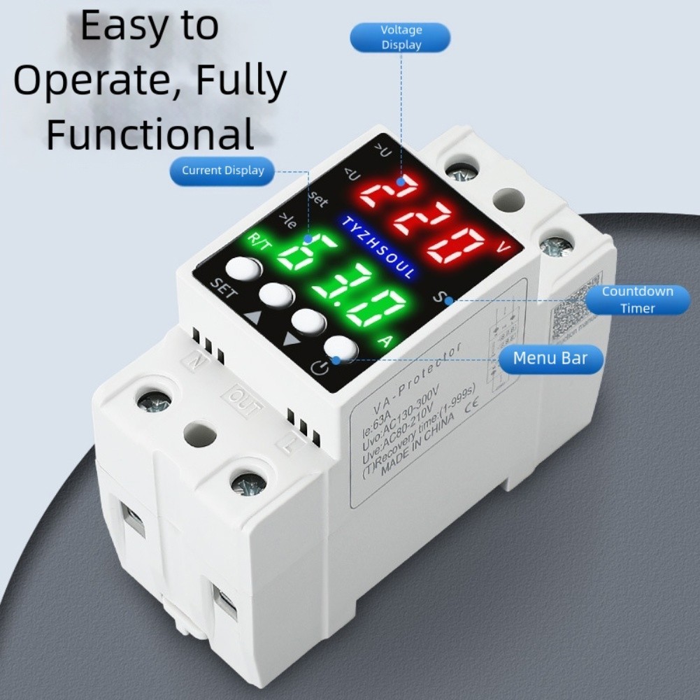 Dual LCD Display Voltage Protector with Automatic Over Under Current Control