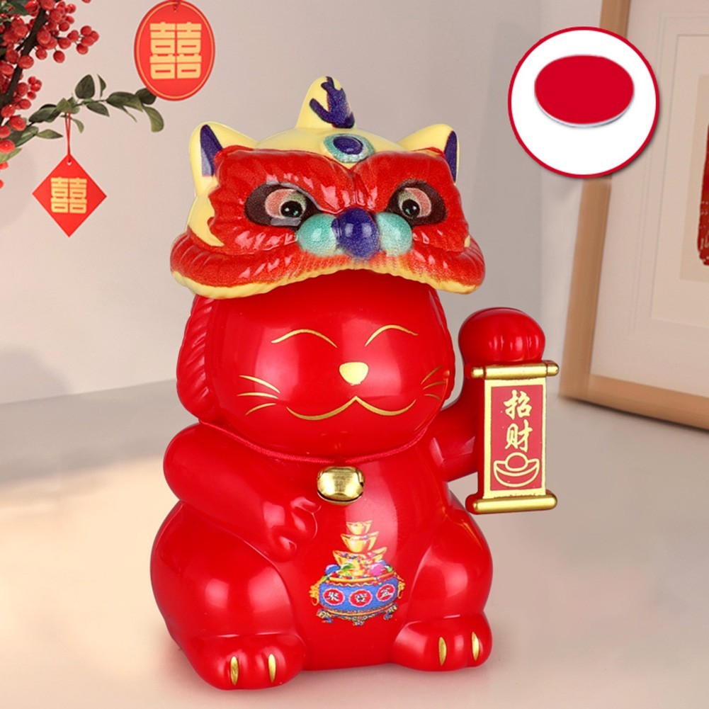 Auspicious Automatic Nodding Lucky Cat Decoration for Homes or Offices