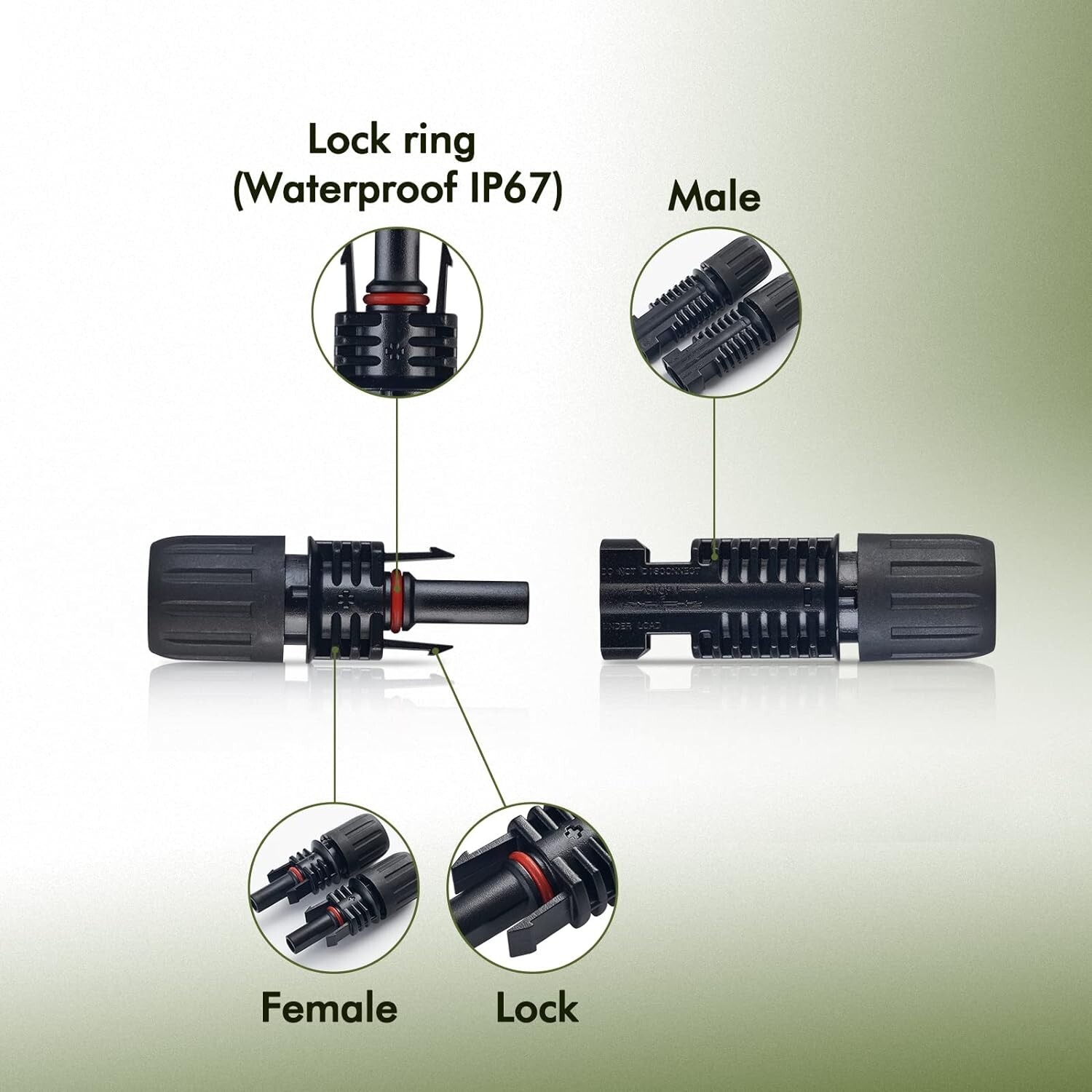 HQST 5 Pairs Solar Connectors Male/Female IP67 Waterproof Solar Panel Cable Conn