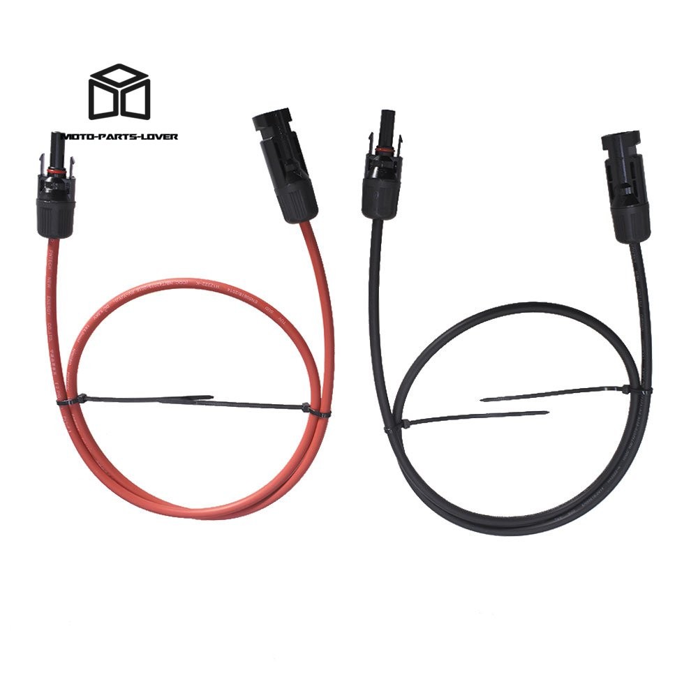 1 Pair 10 AWG Solar Panel Extension Cable Wire Connector 3 Feet Black + Red