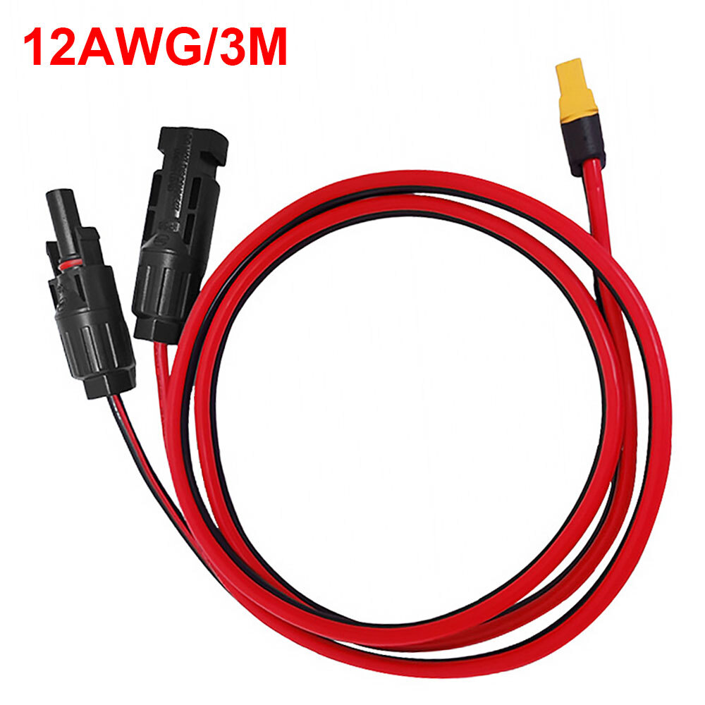 10ft 12 AWG XT60 Female to Solar Connector Solar Panel Extension Charging Cable