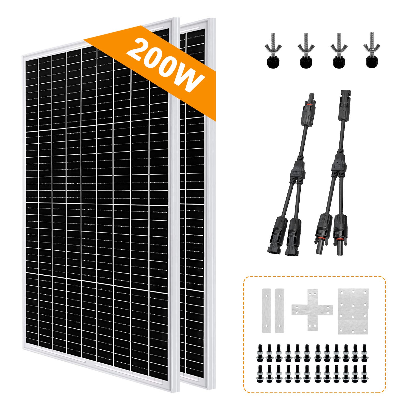 200W 400W Mono PV Solar Panel 12V Off Grid Battery Charging RV House Boat Camp