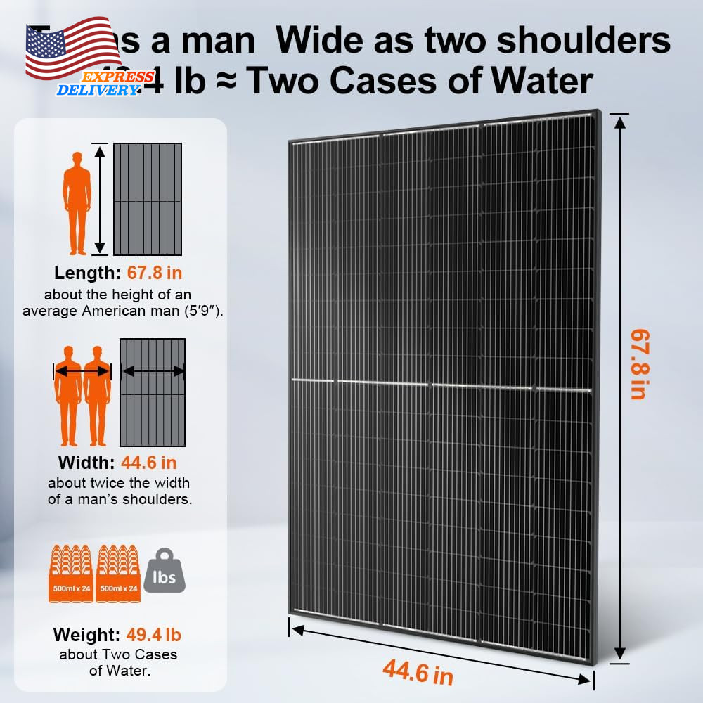 2×400W Monocrystalline Solar Panels 31V per Panel for Charging 12/24V Devices