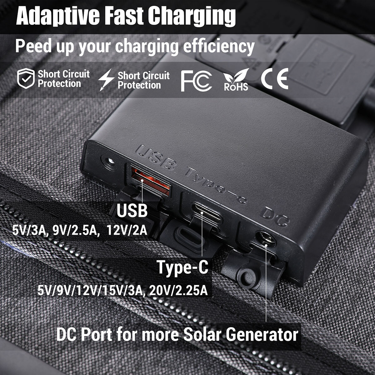 100W 200W Foldable Solar Panel for Power Station Car RV Portable w/Carry Handle