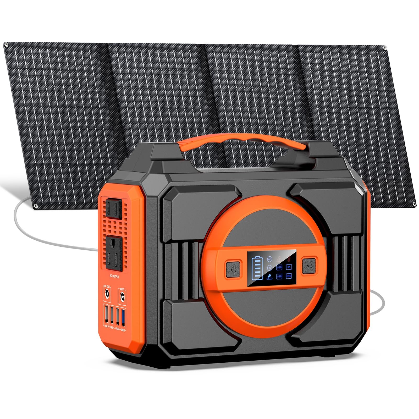 Portable Solar Generator 300W 40W Panels 220Wh Power Bank 110V AC 10 DC