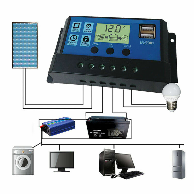 30A Solar Panel Battery Regulator Charge Controller 12/24V Auto focus Tracking
