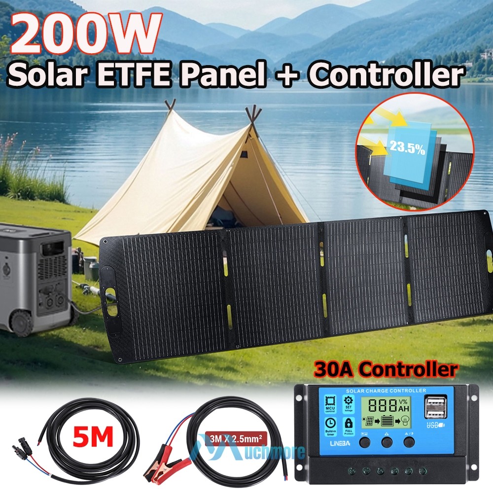 400W 200W 100W Portable Mono Solar Panel Kit Foldable fr RV Roof Camper Off-grid