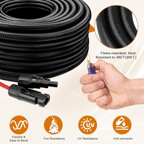 Solar to XT60i Cable 10AWG with Flame Retardant Protective Sleeving – 5FT
