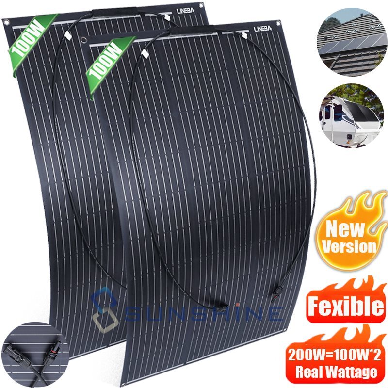 100W 200W 300W 400W Flexible Solar Panel Kit Off-Grid Mono For Generator RV Boat