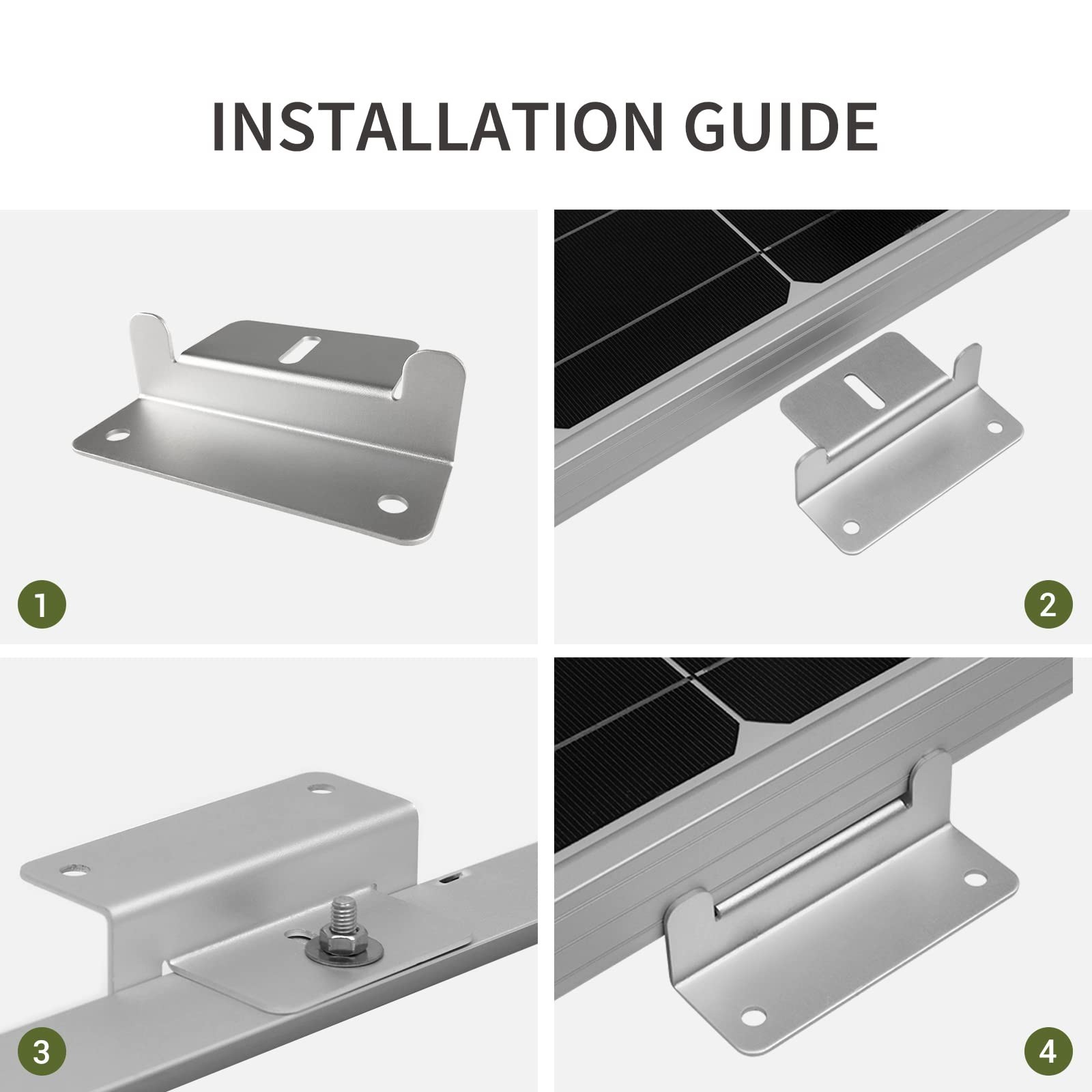 HQST Solar Panel Mounting Brackets with Nuts and Bolts Set of 4 Units, Suppor…