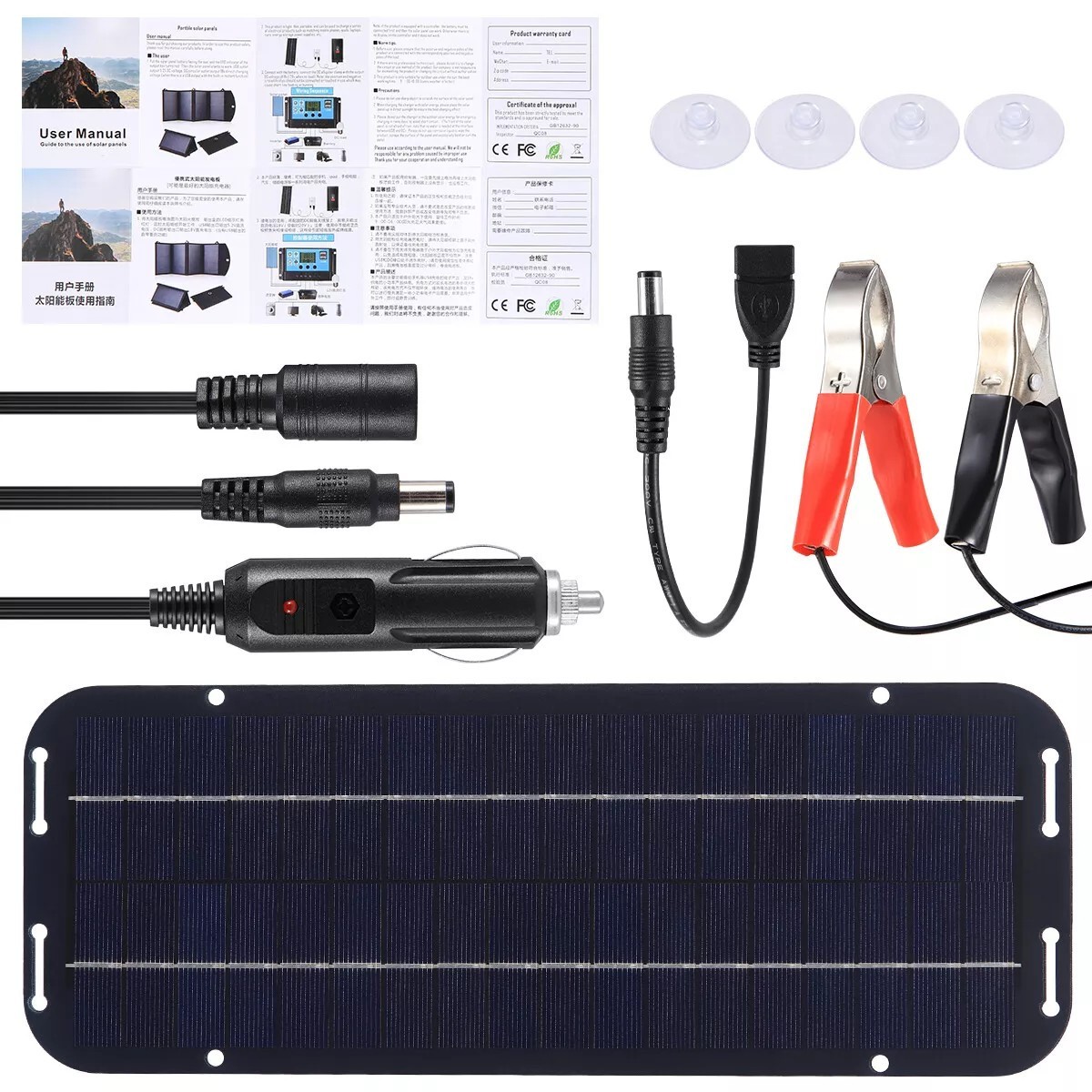 30W Solar Panel 12V Trickle Charger Battery Kit Maintainer Boat Car RV US