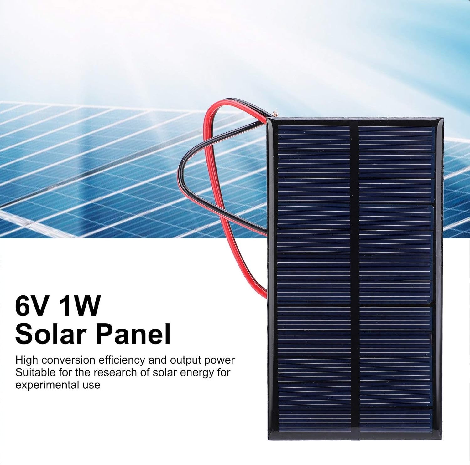 1W 6V Mini Solar Panel, 3PCS Polysilicon Cell Charger Module with 30cm Cable …
