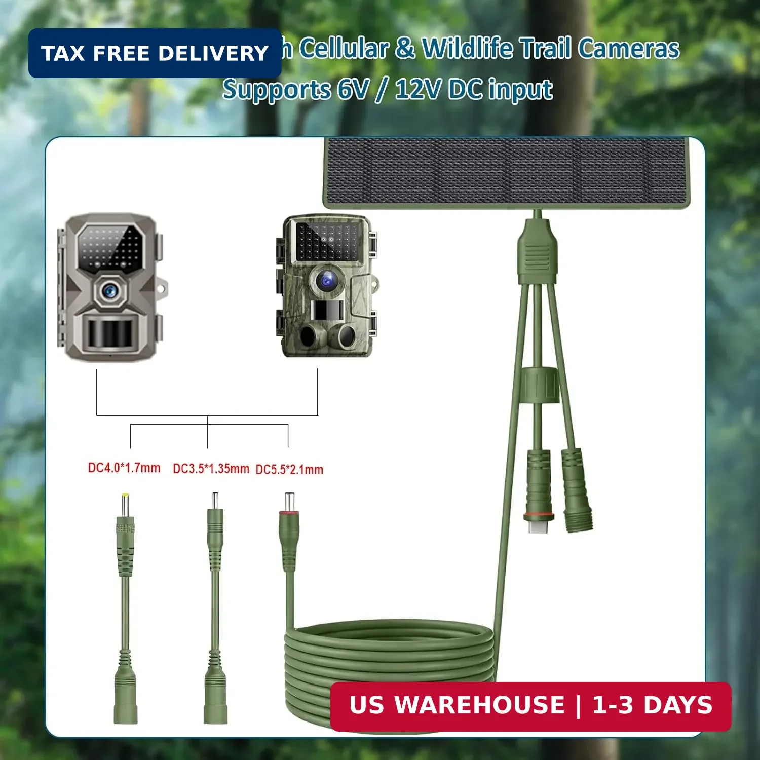 Zivif Solar Panel for Trail Camera, 5W Solar Charger Built-in 5200mAh Rechargeab