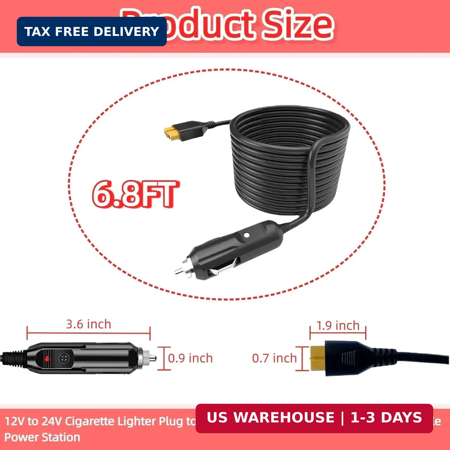 12V/24V XT60 Car Charger Suitable for Ecoflow Delta/River Car Charging Cable Car