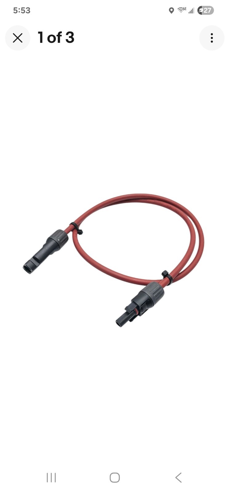1ft MC4 Jumper 10 AWG Cable [Black]