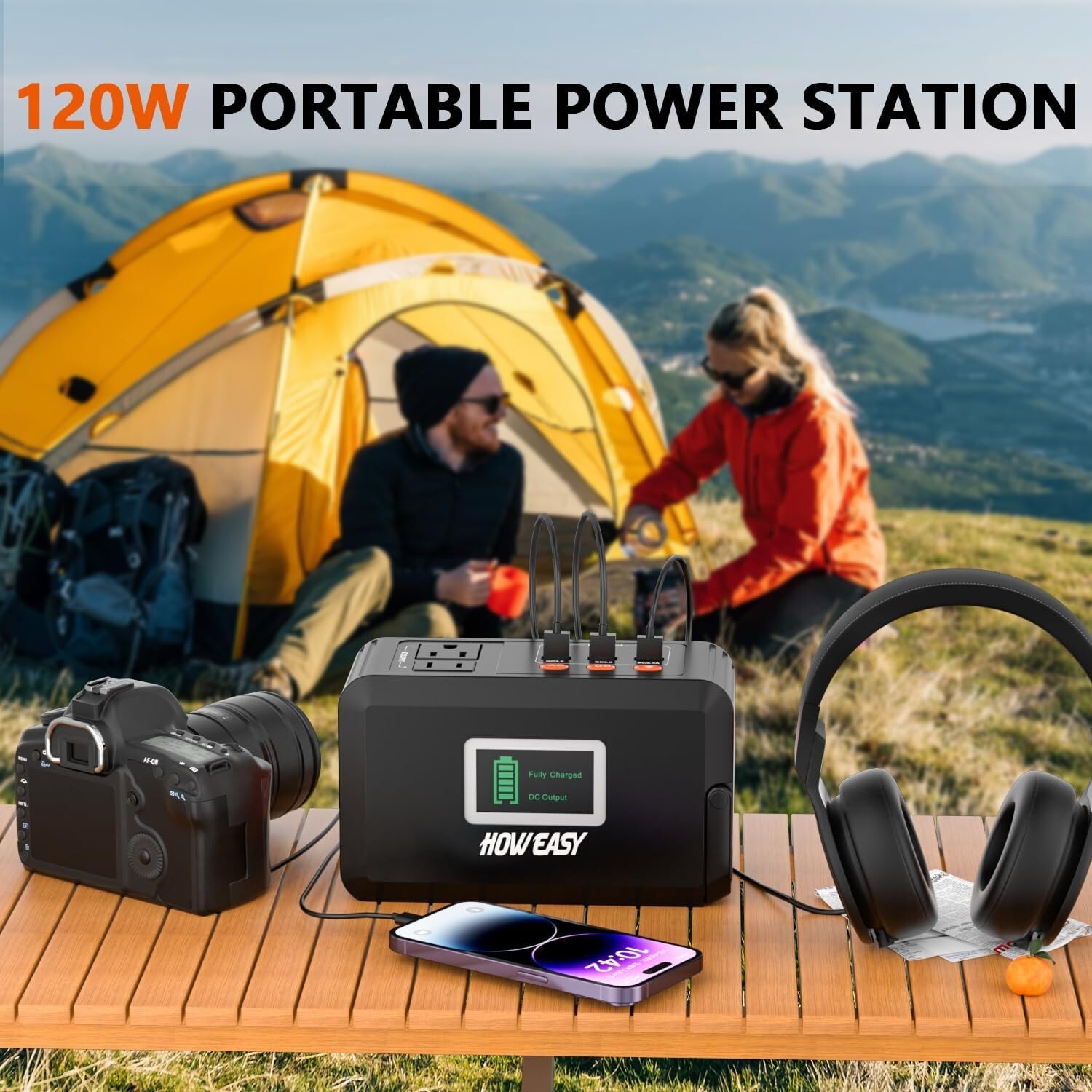 Compact Lithium Battery Power Station with 8 Outputs – 150W Peak for Outdoors