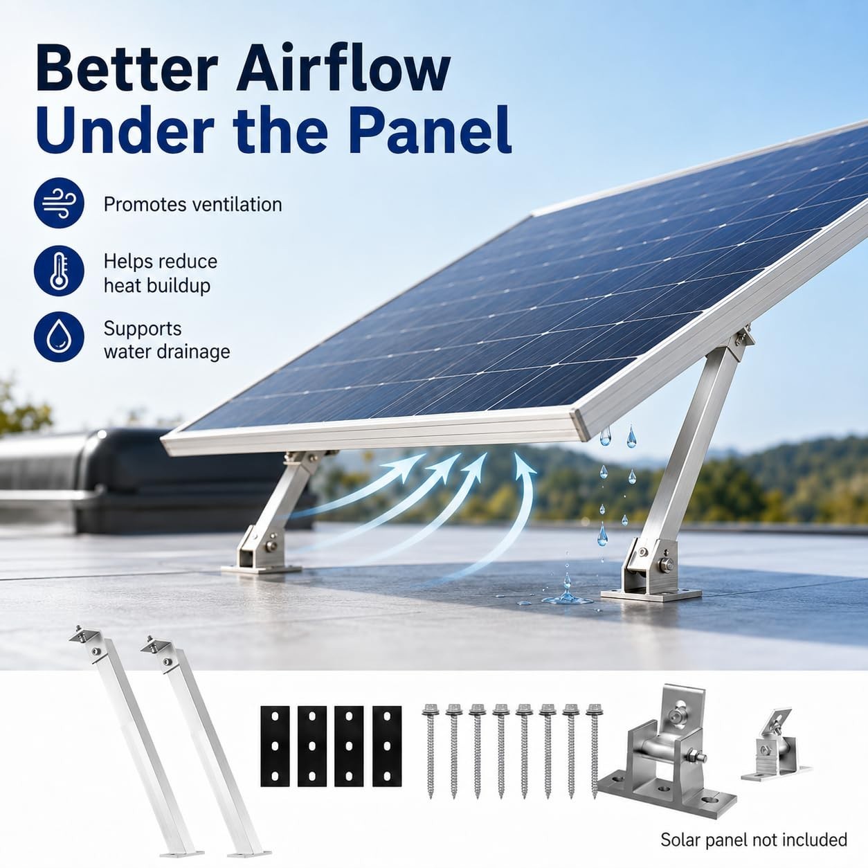 Adjustable Solar Panel Mounting Brackets, 14-27IN Tilt Mount for Roof RV Boat, 6