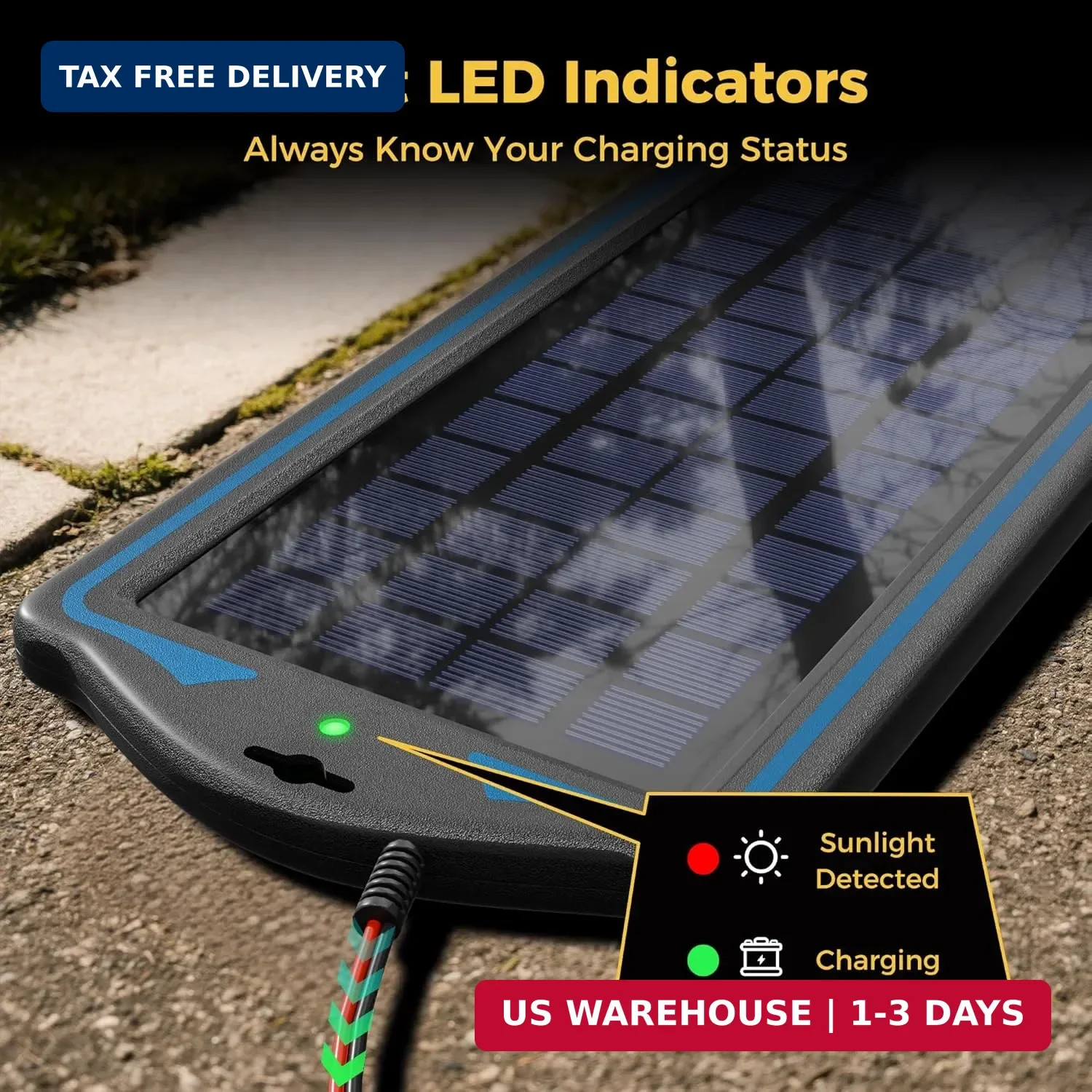 SUNAPEX 12V Solar Battery Charge: 5W Waterproof Portable Solar Panel Kit – Batte