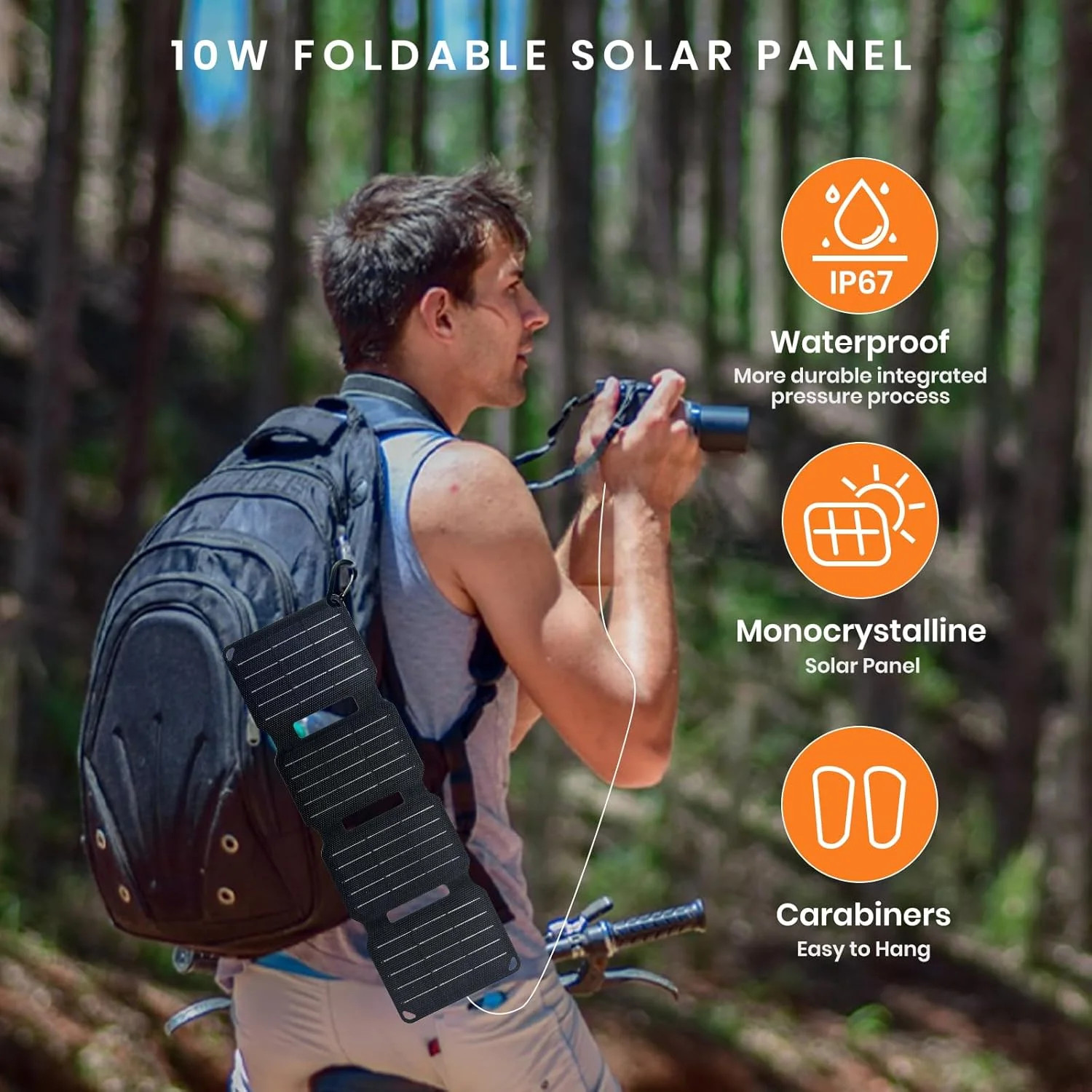 FlexSolar 10W Foldable Solar Chargers 5V USB Small Power Emergency Portable 4 Fo